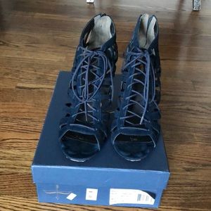 Pour la Victoire Navy Suede Cage Sandals